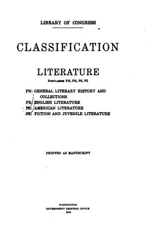 Classification. Literature, subclasses PN, PR, PS, PZ