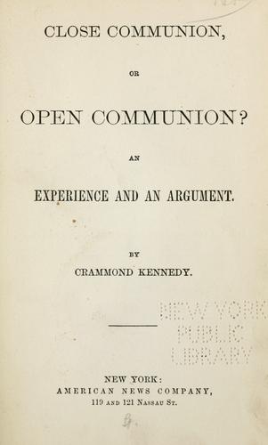 Close communion, or open communion