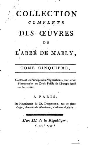 Collection complète des œuvres de l'abbé de Mably...