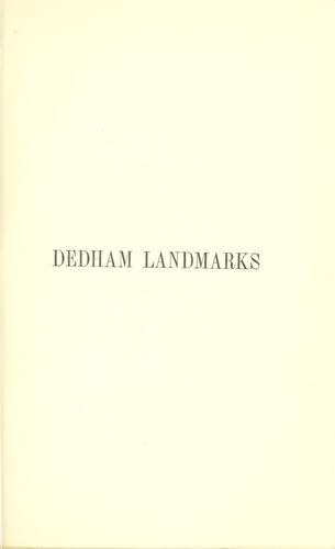 Dedham's ancient landmarks and their national significance