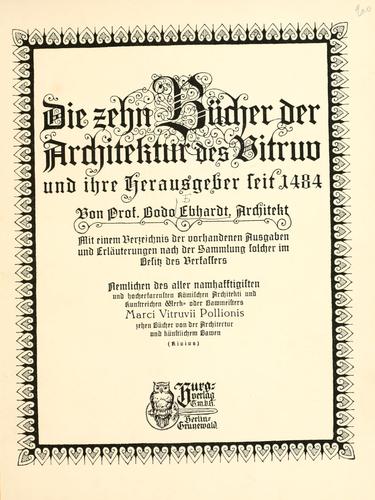 Die Zehn Bücher der Architektur des Vitruv und ihre Herausgegeber seit 1484