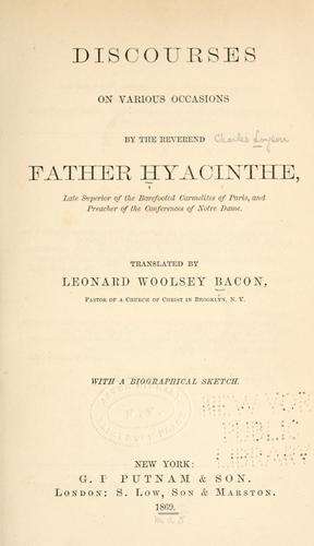 Discourses on various occasions