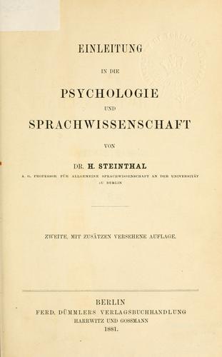 Einleitung in die Psychologie und Sprachwissenschaft