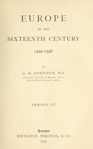 Europe in the sixteenth century, 1494-1598