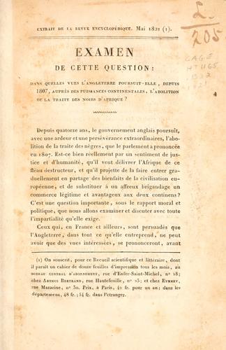 Examen de cette question