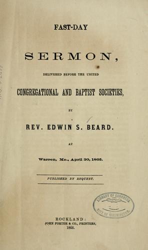 Fast-day sermon, delivered before the united Congregational and Baptist societies