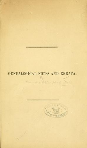 Genealogical notes and errata..