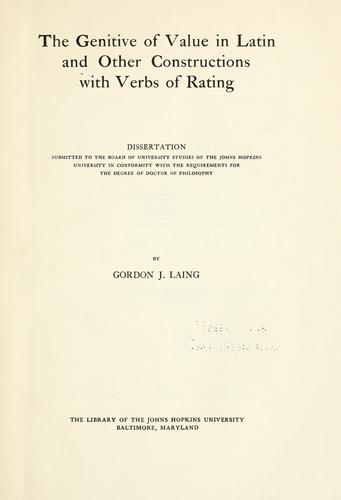 The genitive value in Latin and other constructions with verbs of rating