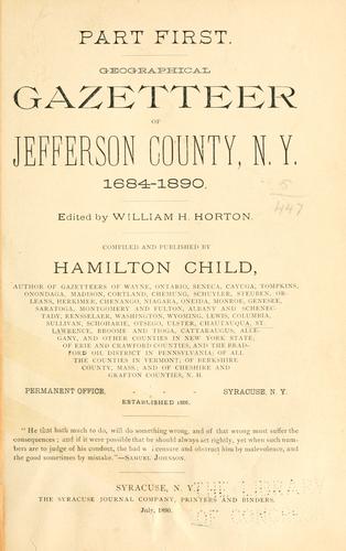 Geographical gazetteer of Jefferson county, N.Y., 1685-1890