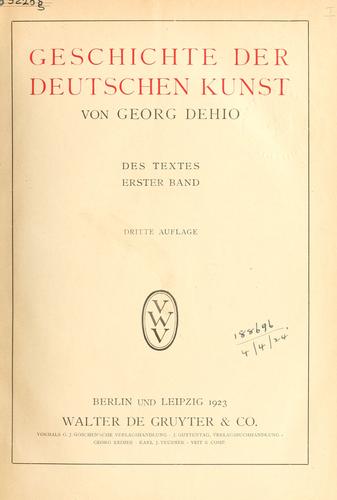 Geschichte der deutschen Kunst ..