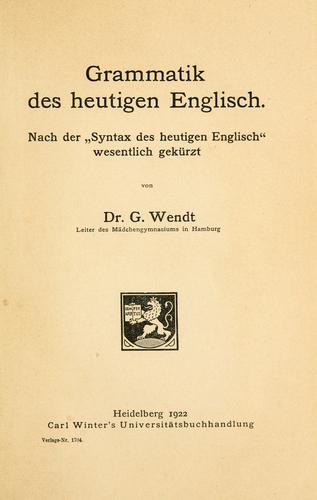 Grammatik des heutigen Englisch