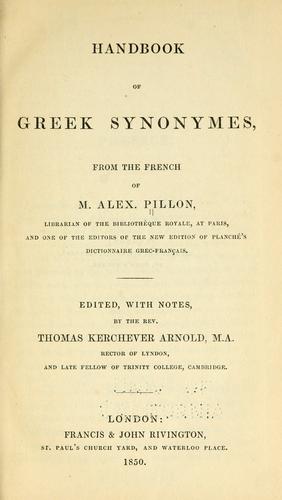 Handbook of Greek synonymes [sic]