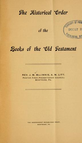 The historical order of the books of the Old Testament
