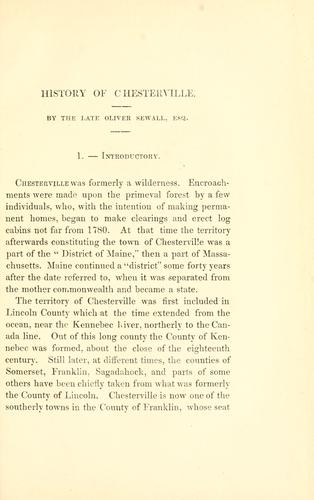 History of Chesterville, Maine
