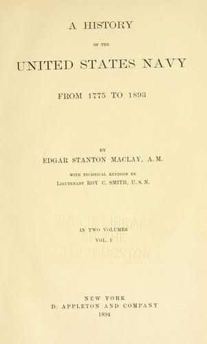 A history of the United States Navy from 1775 to 1893