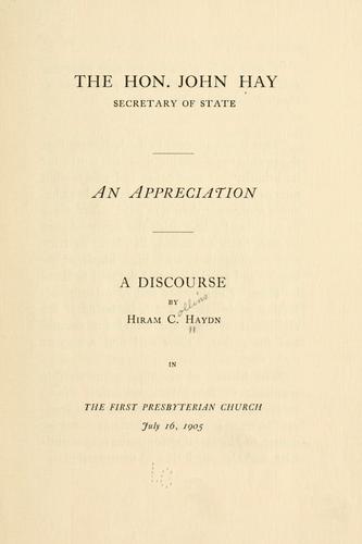The Hon John Hay, secretary of state