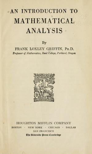 An introduction to mathematical analysis
