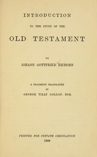Introduction to the study of the Old Testament