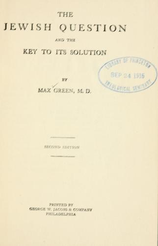 The Jewish question and the key to its solution