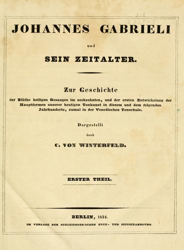 Johannes Gabrieli und sein Zeitalter