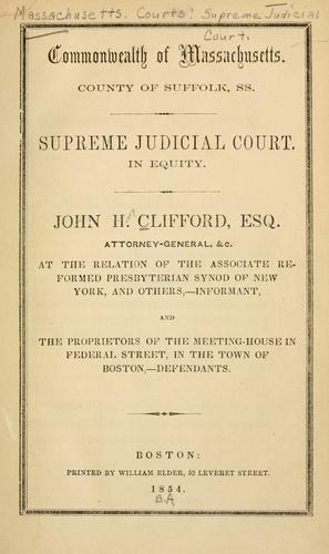 John H. Clifford, esq., attorney-general, &c. at the relation of the Associate Reformed Presbyterian Synod of New York, and others,--informant