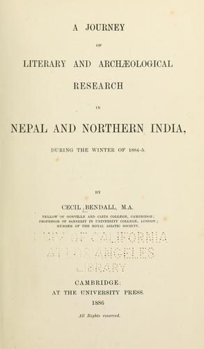 A journey of literary and archaeological research in Nepal and northern India during the winter 1884-85