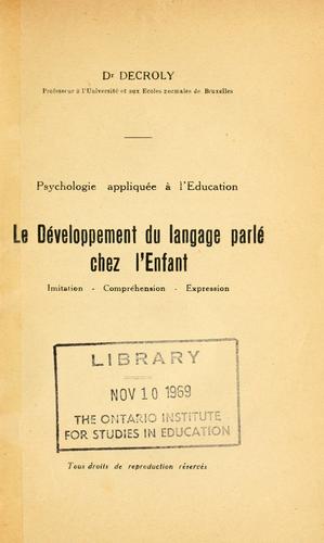 Le développement du langage parlé chez l'enfant