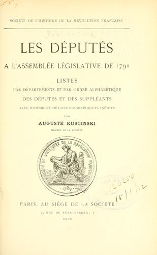 Les deputés à l'Assemblée législative de 1791