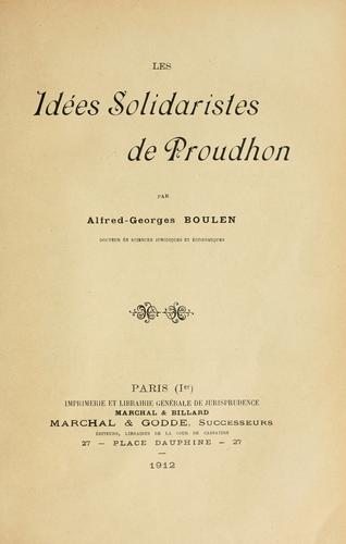 Les idées solidaristes de Proudhon