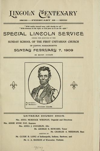 Lincoln centenary, 1809--February 12--1909..