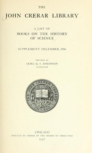 A list of books on the history of science. Supplement, December, 1916