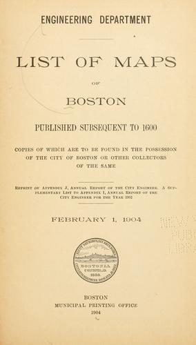 List of maps of Boston published subsequent to 1600