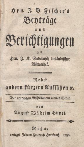 Nordische Miscellaneen. Viertes Stück