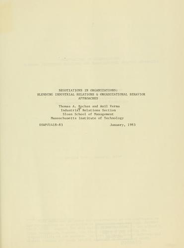 Negotiations in organizations