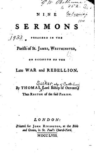 Nine sermons preached in the parish of St. James, Westminister