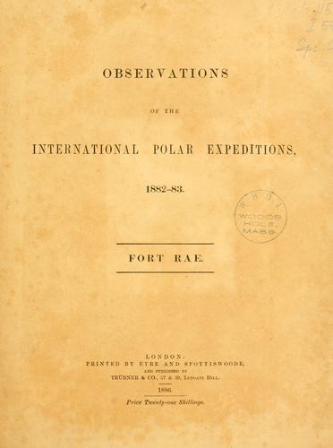 Observations of the International Polar Expeditions, 1882-83