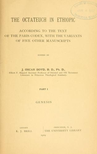 The Octateuch in Ethiopic according to the text of the Paris codex