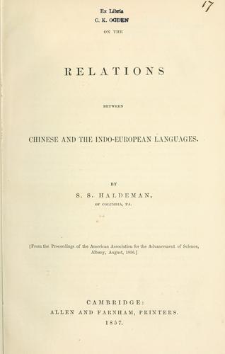 On the Relations between Chinese and the Indo-European languages