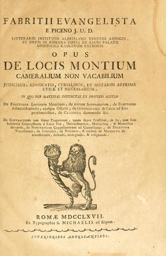 Opus de locis montium cameralium non vacabilium