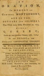 An oration in memory of General Montgomery, and of the officers and soldiers who fell with him, December 31, 1775, before Quebec