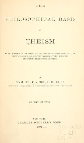 The philosophical basis of theism