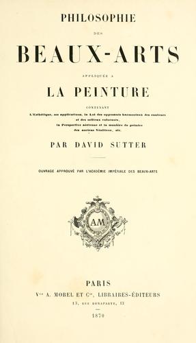Philosophie des beaux-arts appliquée à la peinture