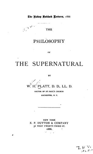 The philosophy of the supernatural