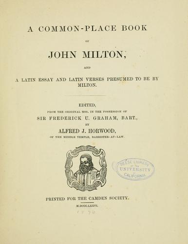 A common-place book of John Milton