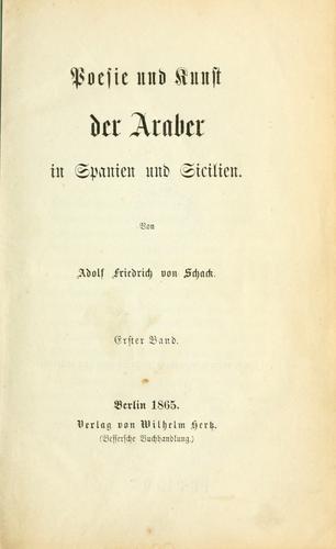 Poesie und Kunst der Araber in Spanien und Sicilien