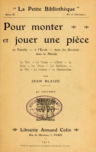 Pour monter et jouer une pi©·ce, en famille, © l'©cole, dans les soci©t©s, dans le monde