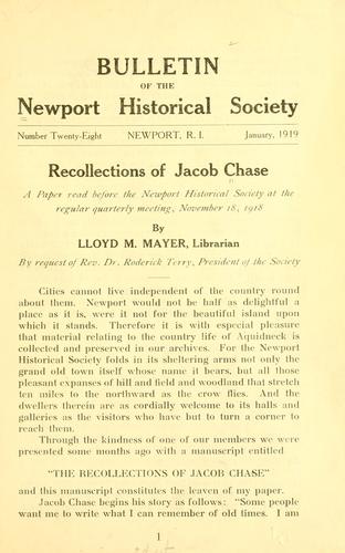 Recollections of Jacob Chase