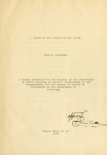 A study of mob action in the South