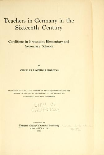 Teachers in Germany in the sixteenth century