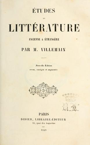 Études de littérature ancienne & étrangère